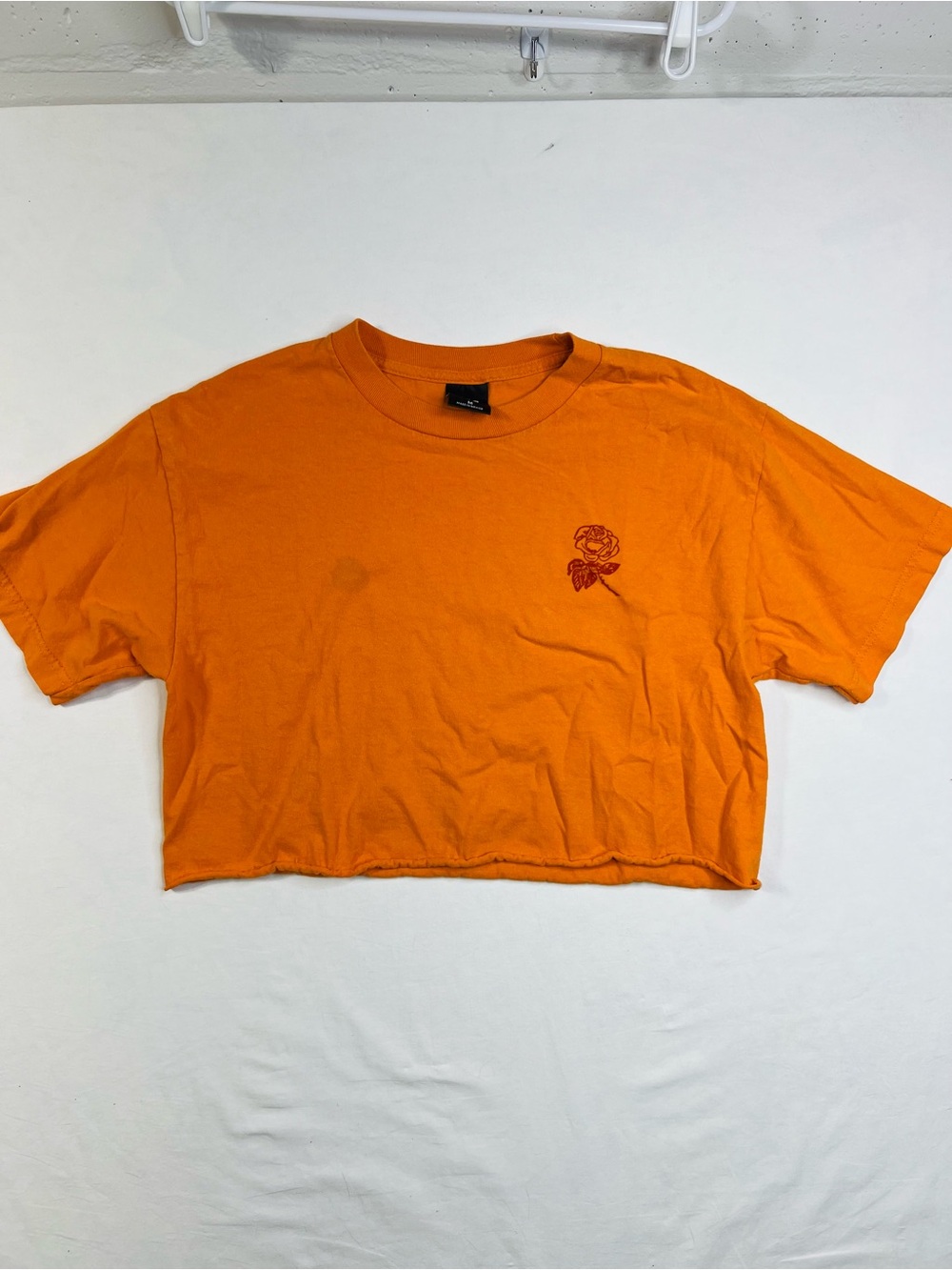 Obey Rose Print Bright Orange Crop T-shirt